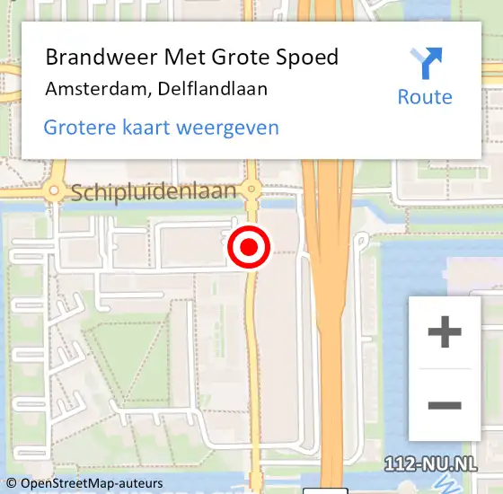 Locatie op kaart van de 112 melding: Brandweer Met Grote Spoed Naar Amsterdam, Delflandlaan op 6 augustus 2020 12:45