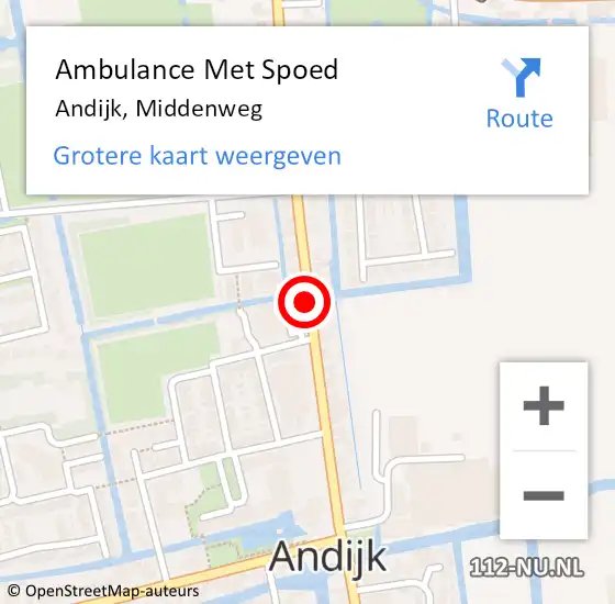 Locatie op kaart van de 112 melding: Ambulance Met Spoed Naar Andijk, Middenweg op 6 augustus 2020 12:51