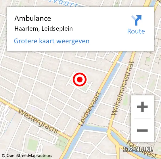 Locatie op kaart van de 112 melding: Ambulance Haarlem, Leidseplein op 6 augustus 2020 12:52