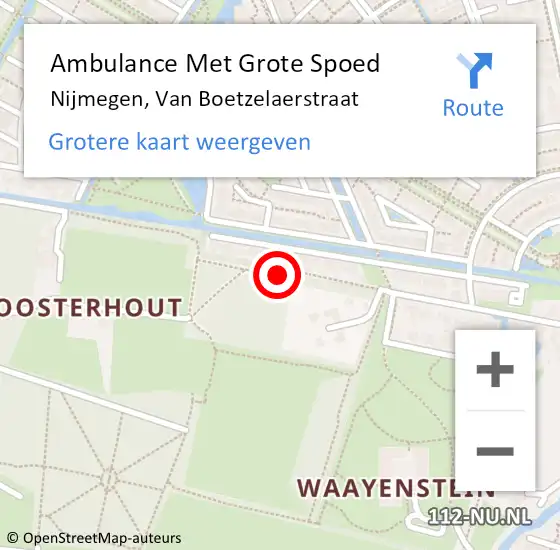 Locatie op kaart van de 112 melding: Ambulance Met Grote Spoed Naar Nijmegen, Van Boetzelaerstraat op 6 augustus 2020 12:53