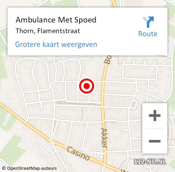 Locatie op kaart van de 112 melding: Ambulance Met Spoed Naar Thorn, Flamentstraat op 14 mei 2014 22:58