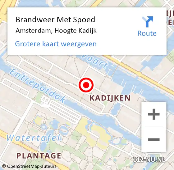 Locatie op kaart van de 112 melding: Brandweer Met Spoed Naar Amsterdam, Hoogte Kadijk op 6 augustus 2020 13:54