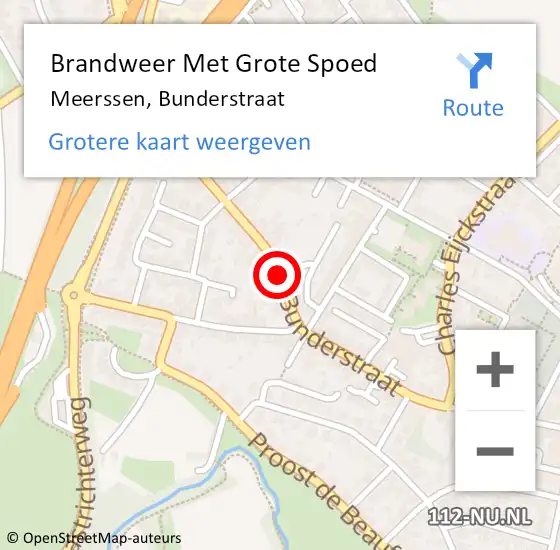 Locatie op kaart van de 112 melding: Brandweer Met Grote Spoed Naar Meerssen, Bunderstraat op 6 augustus 2020 14:29