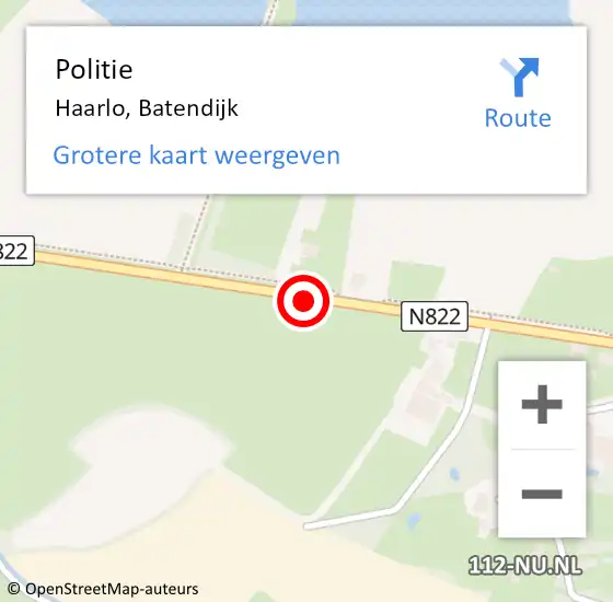 Locatie op kaart van de 112 melding: Politie Haarlo, Batendijk op 6 augustus 2020 14:35