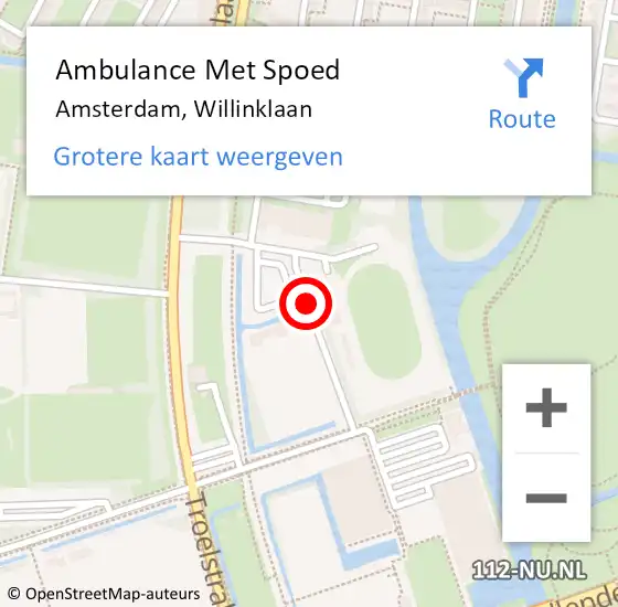 Locatie op kaart van de 112 melding: Ambulance Met Spoed Naar Amsterdam, Willinklaan op 6 augustus 2020 14:55