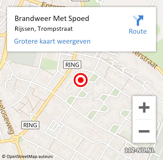 Locatie op kaart van de 112 melding: Brandweer Met Spoed Naar Rijssen, Trompstraat op 14 mei 2014 23:40