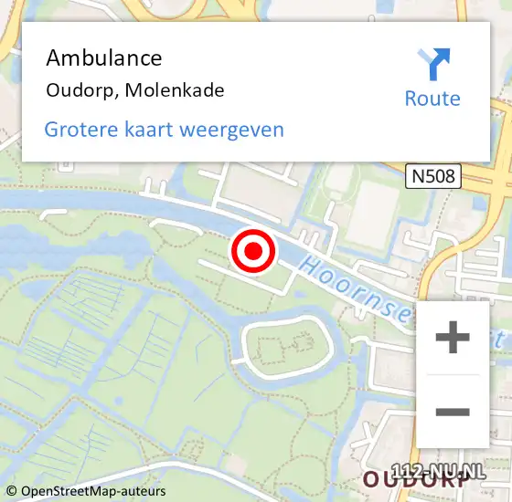 Locatie op kaart van de 112 melding: Ambulance Oudorp, Molenkade op 6 augustus 2020 16:02