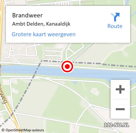 Locatie op kaart van de 112 melding: Brandweer Ambt Delden, Kanaaldijk op 6 augustus 2020 16:04