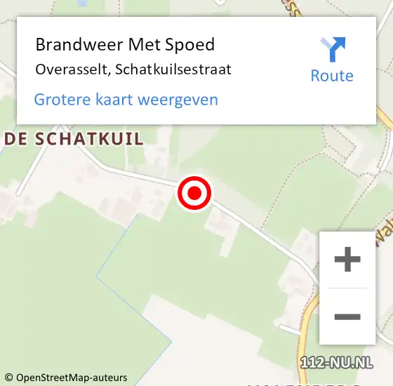 Locatie op kaart van de 112 melding: Brandweer Met Spoed Naar Overasselt, Schatkuilsestraat op 6 augustus 2020 17:20