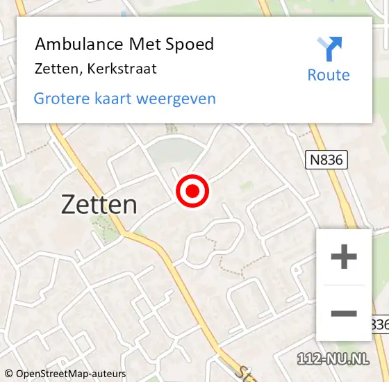 Locatie op kaart van de 112 melding: Ambulance Met Spoed Naar Zetten, Kerkstraat op 6 augustus 2020 17:56
