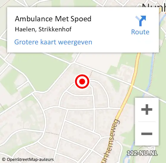 Locatie op kaart van de 112 melding: Ambulance Met Spoed Naar Haelen, Strikkenhof op 6 augustus 2020 18:11