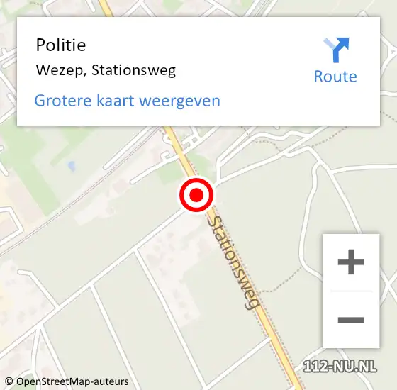 Locatie op kaart van de 112 melding: Politie Wezep, Stationsweg op 6 augustus 2020 19:12