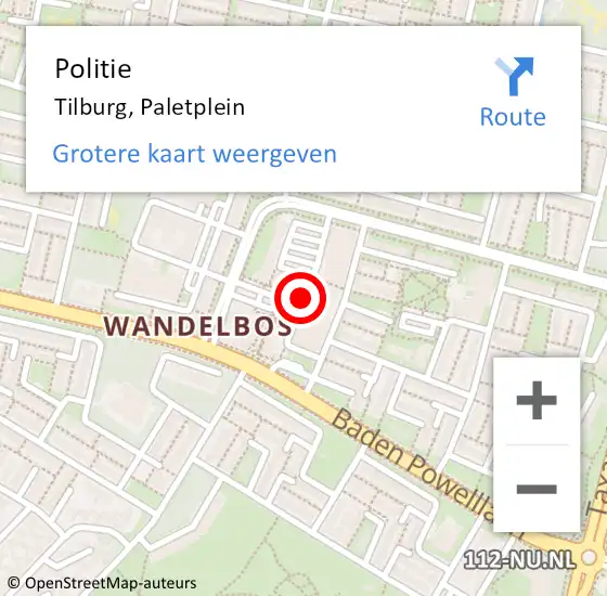 Locatie op kaart van de 112 melding: Politie Tilburg, Umberstraat op 6 augustus 2020 19:22