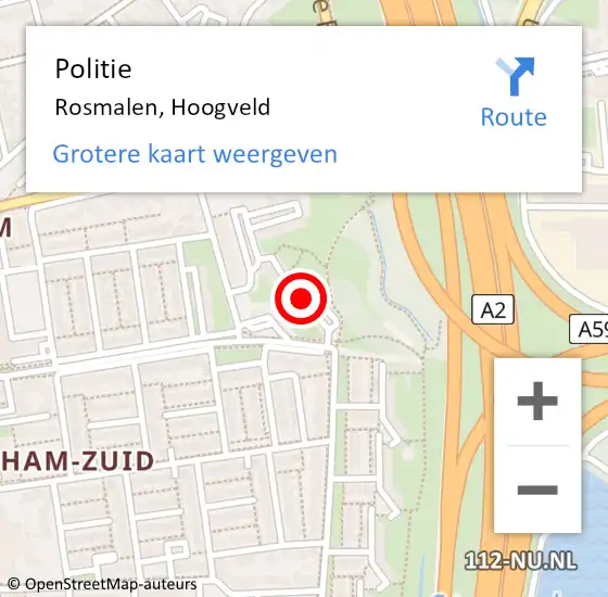 Locatie op kaart van de 112 melding: Politie Rosmalen, Hoogveld op 6 augustus 2020 19:54