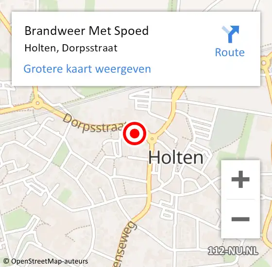 Locatie op kaart van de 112 melding: Brandweer Met Spoed Naar Holten, Dorpsstraat op 6 augustus 2020 20:09