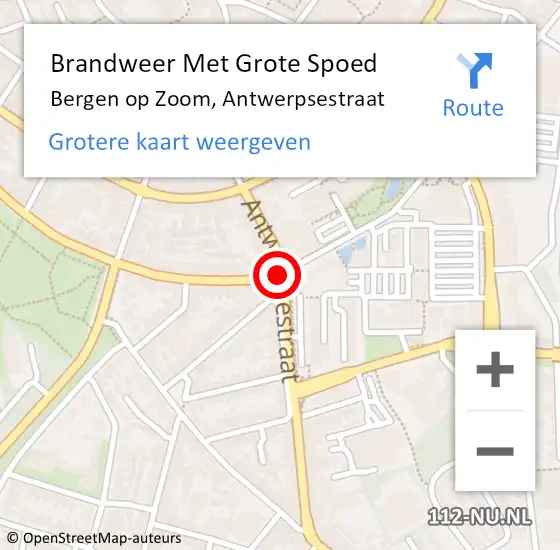 Locatie op kaart van de 112 melding: Brandweer Met Grote Spoed Naar Bergen op Zoom, Antwerpsestraat op 6 augustus 2020 21:17