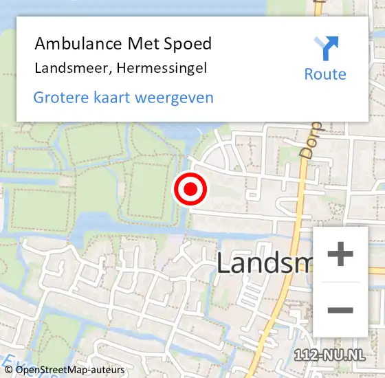Locatie op kaart van de 112 melding: Ambulance Met Spoed Naar Landsmeer, Hermessingel op 6 augustus 2020 21:19