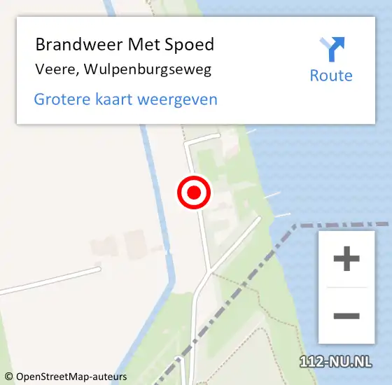 Locatie op kaart van de 112 melding: Brandweer Met Spoed Naar Veere, Wulpenburgseweg op 6 augustus 2020 21:56