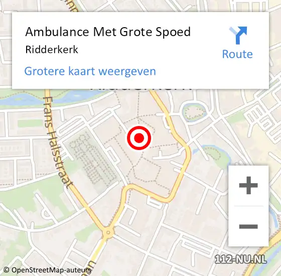 Locatie op kaart van de 112 melding: Ambulance Met Grote Spoed Naar Ridderkerk op 6 augustus 2020 22:21