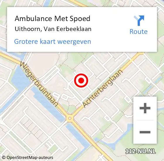 Locatie op kaart van de 112 melding: Ambulance Met Spoed Naar Uithoorn, Van Eerbeeklaan op 7 augustus 2020 00:35