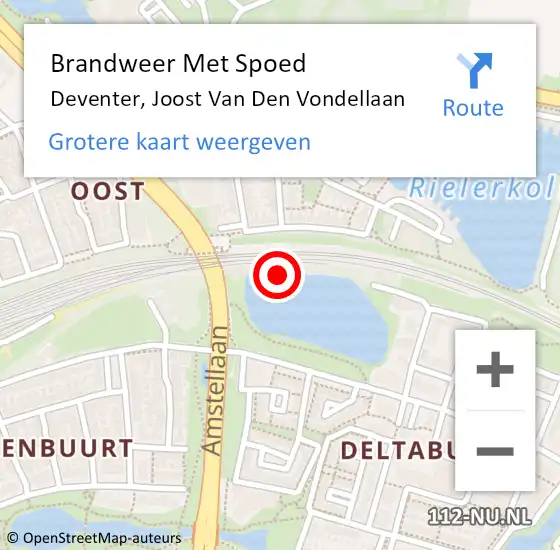 Locatie op kaart van de 112 melding: Brandweer Met Spoed Naar Deventer, Joost Van Den Vondellaan op 7 augustus 2020 02:12