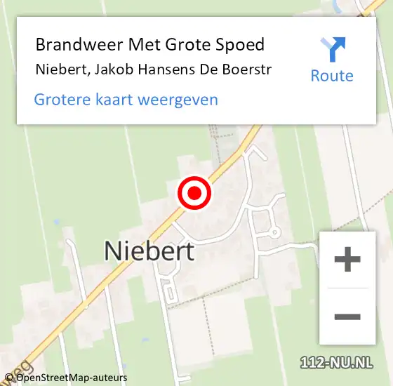 Locatie op kaart van de 112 melding: Brandweer Met Grote Spoed Naar Niebert, Jakob Hansens De Boerstr op 7 augustus 2020 04:59