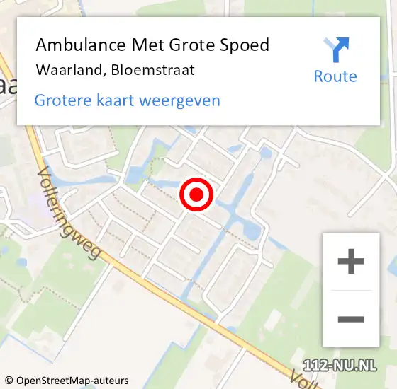 Locatie op kaart van de 112 melding: Ambulance Met Grote Spoed Naar Waarland, Bloemstraat op 7 augustus 2020 06:24