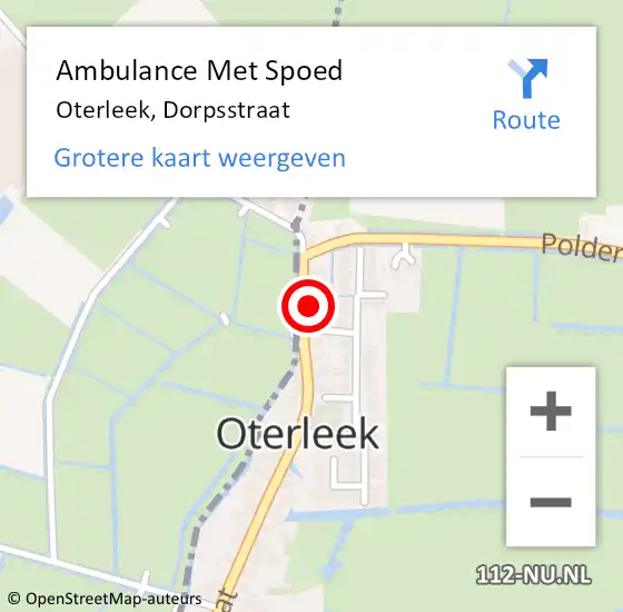 Locatie op kaart van de 112 melding: Ambulance Met Spoed Naar Oterleek, Dorpsstraat op 15 mei 2014 03:11