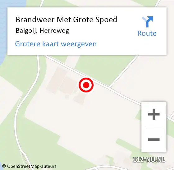 Locatie op kaart van de 112 melding: Brandweer Met Grote Spoed Naar Balgoij, Herreweg op 8 september 2013 06:27