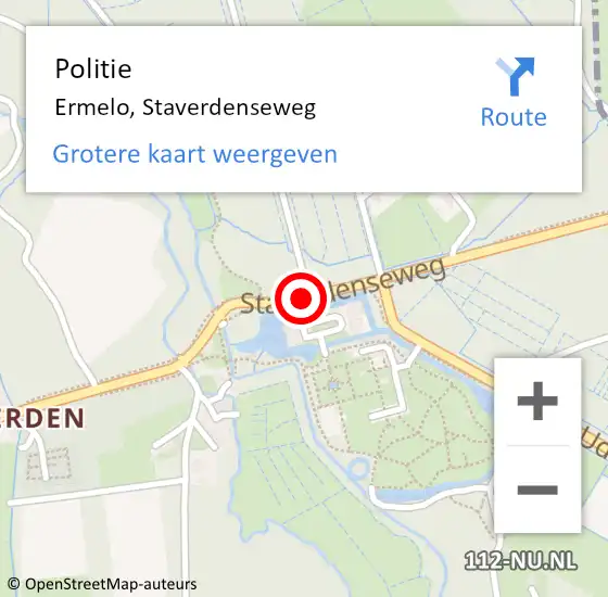 Locatie op kaart van de 112 melding: Politie Ermelo, Staverdenseweg op 7 augustus 2020 09:25