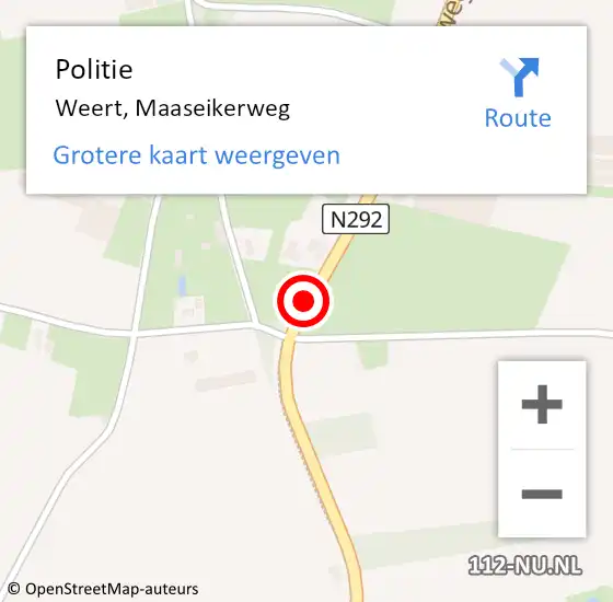 Locatie op kaart van de 112 melding: Politie Weert, Maaseikerweg op 7 augustus 2020 09:57