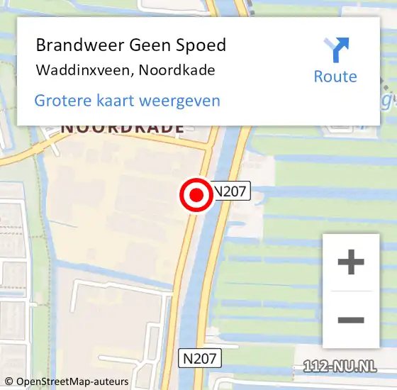 Locatie op kaart van de 112 melding: Brandweer Geen Spoed Naar Waddinxveen, Noordkade op 7 augustus 2020 10:17