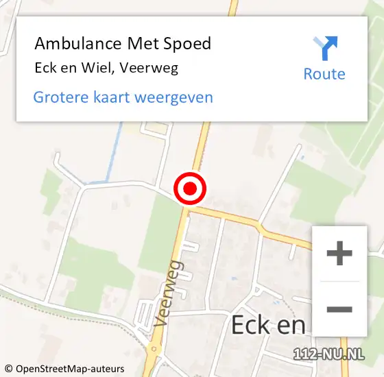Locatie op kaart van de 112 melding: Ambulance Met Spoed Naar Eck en Wiel, Veerweg op 7 augustus 2020 11:07