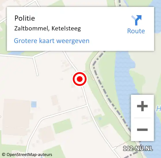 Locatie op kaart van de 112 melding: Politie Zaltbommel, Ketelsteeg op 7 augustus 2020 11:38