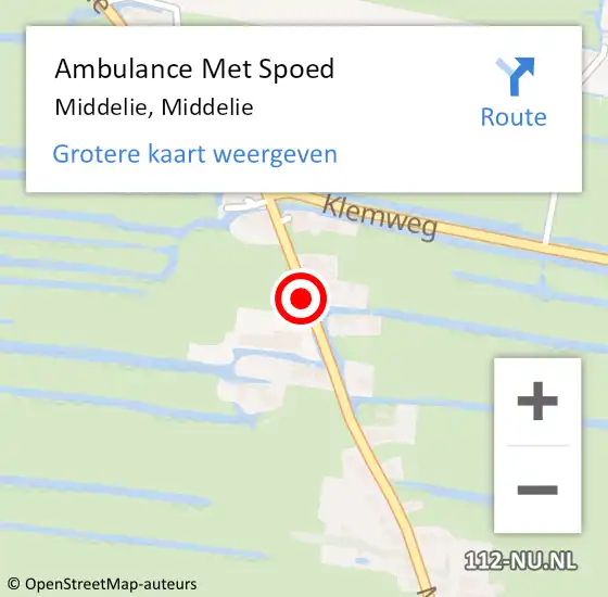 Locatie op kaart van de 112 melding: Ambulance Met Spoed Naar Middelie, Middelie op 7 augustus 2020 11:39