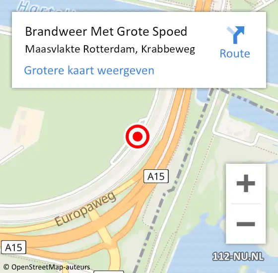 Locatie op kaart van de 112 melding: Brandweer Met Grote Spoed Naar Maasvlakte Rotterdam, Krabbeweg op 7 augustus 2020 11:56