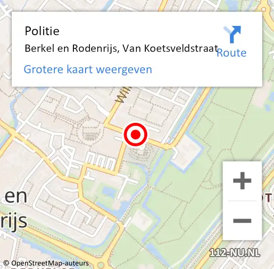 Locatie op kaart van de 112 melding: Politie Berkel en Rodenrijs, Van Koetsveldstraat op 7 augustus 2020 11:58