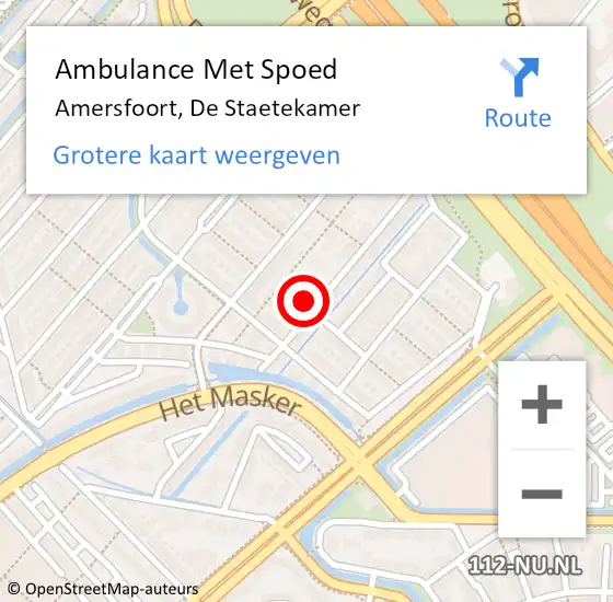 Locatie op kaart van de 112 melding: Ambulance Met Spoed Naar Amersfoort, De Staetekamer op 15 mei 2014 05:25