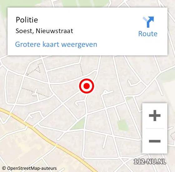 Locatie op kaart van de 112 melding: Politie Soest, Nieuwstraat op 7 augustus 2020 12:54