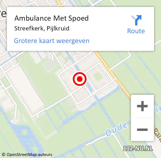 Locatie op kaart van de 112 melding: Ambulance Met Spoed Naar Streefkerk, Pijlkruid op 7 augustus 2020 13:24