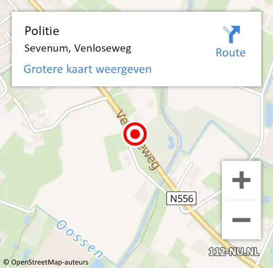 Locatie op kaart van de 112 melding: Politie Sevenum, Venloseweg op 7 augustus 2020 14:43