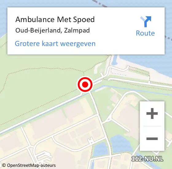 Locatie op kaart van de 112 melding: Ambulance Met Spoed Naar Oud-Beijerland, Zalmpad op 7 augustus 2020 15:22