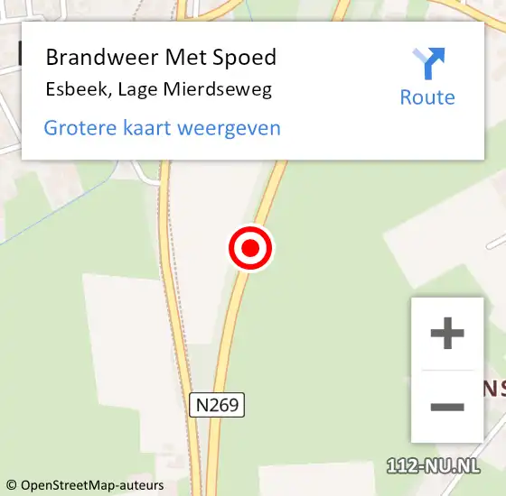 Locatie op kaart van de 112 melding: Brandweer Met Spoed Naar Esbeek, Lage Mierdseweg op 7 augustus 2020 16:33