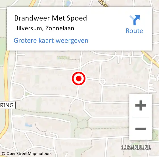 Locatie op kaart van de 112 melding: Brandweer Met Spoed Naar Hilversum, Zonnelaan op 7 augustus 2020 16:48