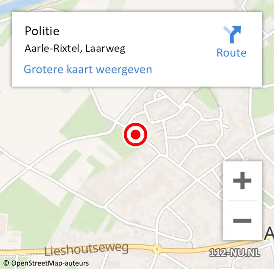 Locatie op kaart van de 112 melding: Politie Aarle-Rixtel, Laarweg op 7 augustus 2020 17:01