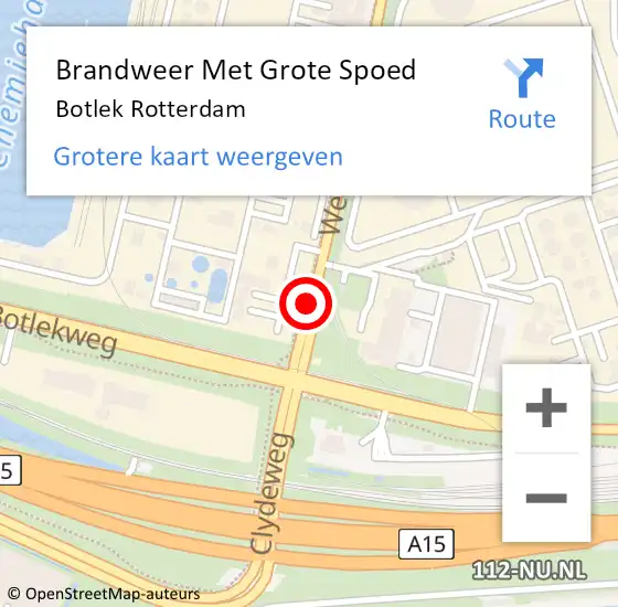 Locatie op kaart van de 112 melding: Brandweer Met Grote Spoed Naar Botlek Rotterdam op 7 augustus 2020 18:00