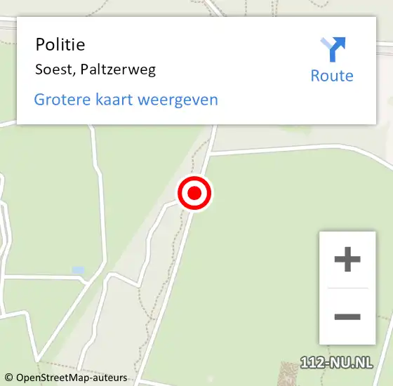 Locatie op kaart van de 112 melding: Politie Soest, Paltzerweg op 7 augustus 2020 19:59