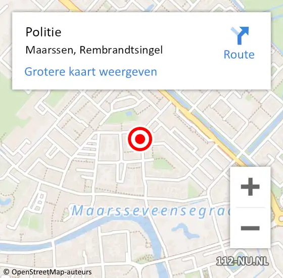 Locatie op kaart van de 112 melding: Politie Maarssen, Rembrandtsingel op 7 augustus 2020 21:11