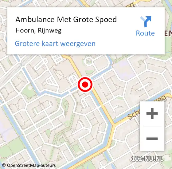 Locatie op kaart van de 112 melding: Ambulance Met Grote Spoed Naar Hoorn, Rijnweg op 7 augustus 2020 22:51
