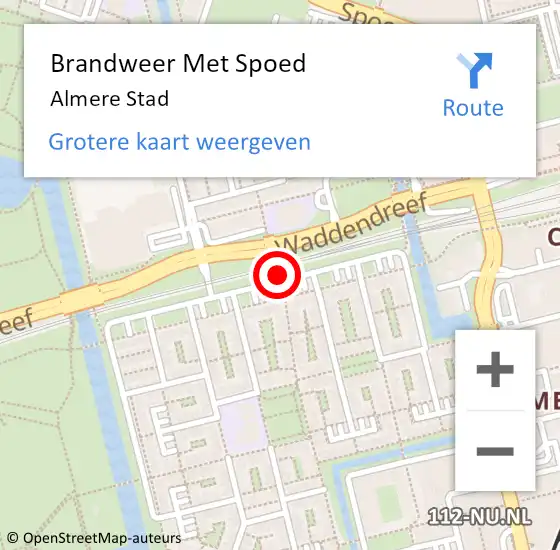 Locatie op kaart van de 112 melding: Brandweer Met Spoed Naar Almere Stad op 7 augustus 2020 22:53